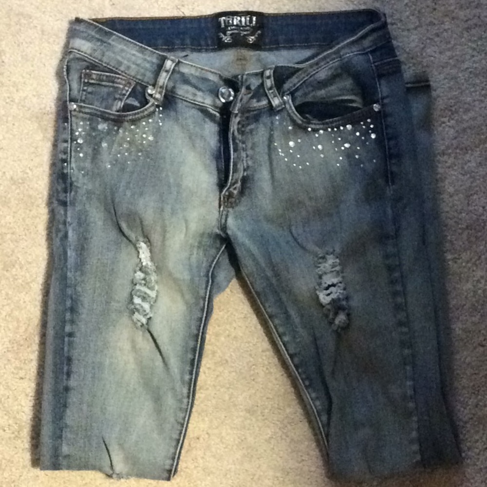 Thrill skinny jeans with rhinestone detail
